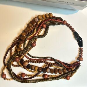 Lot of 4 vintage wooden beaded necklaces, some layered various sizes
